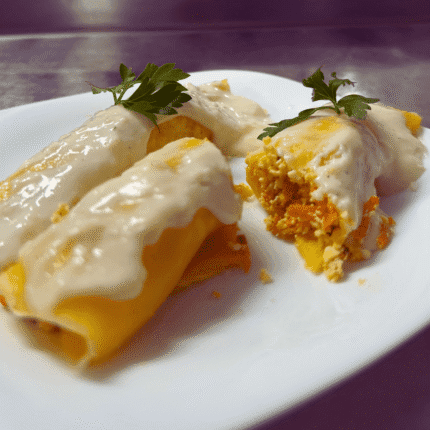 Panqueca de Ricota com Cenoura ao Molho Branco